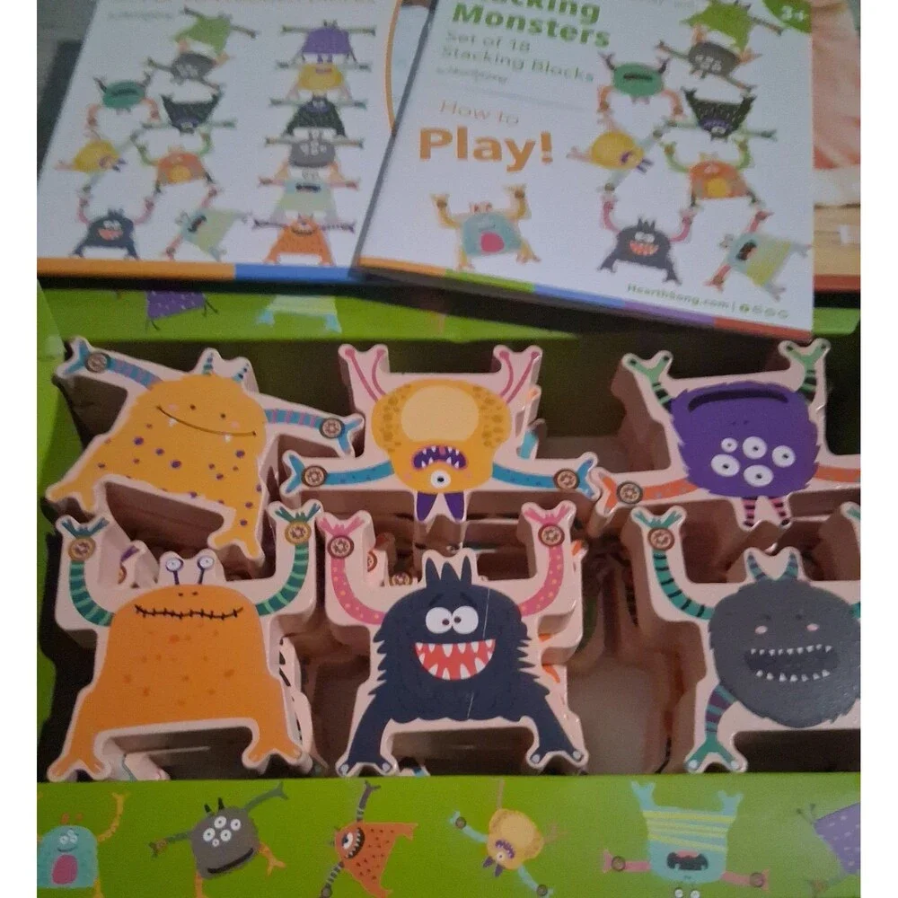 Stacking Monsters Set of 18 Wooden Monster Blocks